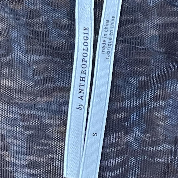 Athropologie Womens 3/4 Sleeve Mesh Multi‎ Layered Babydoll Blue Patterned Top S - Picture 4 of 4